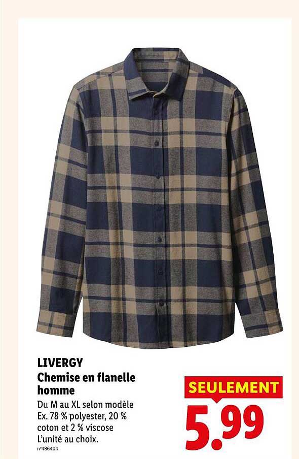 LIVERGY Chemise en flanelle homme