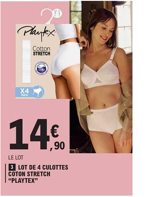 LOT DE 4 CULOTTES COTON STRETCH "PLAYTEX"