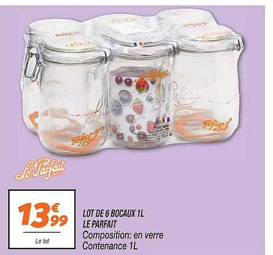 LOT DE 6 BOCAUX 1L LE PARFAIT