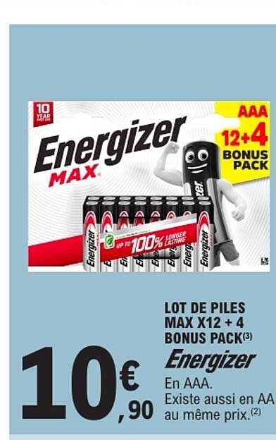 LOT DE PILES MAX X12 + 4 BONUS PACK Energizer