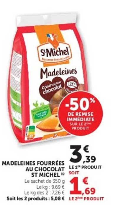 MADELEINES FOURRÉES AU CHOCOLAT ST MICHEL