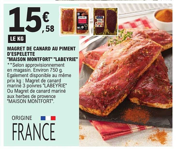 MAGRET DE CANARD AU PIMENT D'ESPELETTE "MAISON MONTFORT" "LABEYRIE"