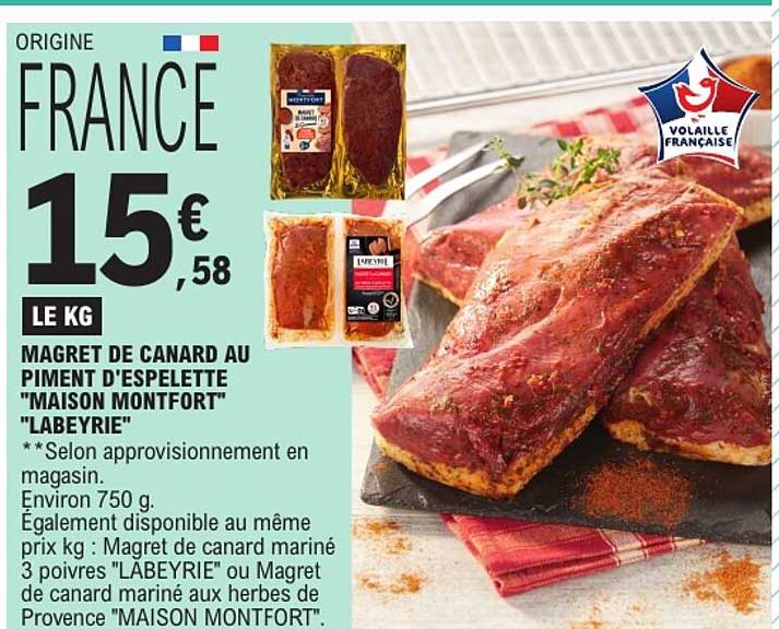 MAGRET DE CANARD AU PIMENT D'ESPELETTE "MAISON MONTFORT" "LABEYRIE"