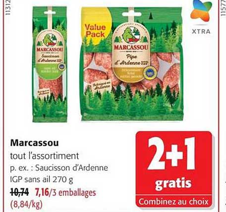 Marcassou tout l'assortiment p. ex. Saucisson d'Ardenne IGP sans ail 270 g