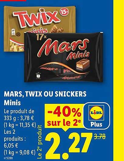 MARS, TWIX OU SNICKERS Minis