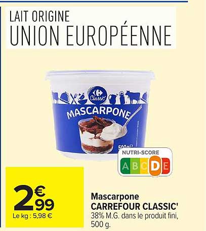 Mascarpone CARREFOUR CLASSIC'
