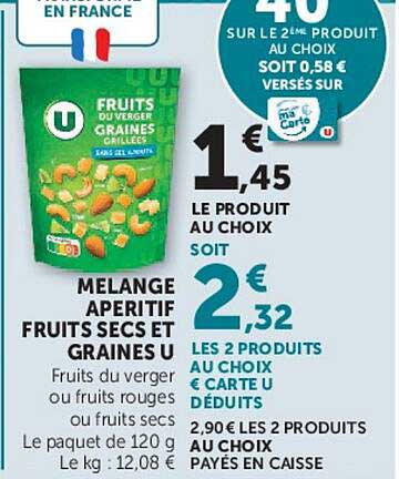 MELANGE APERITIF FRUITS SECS ET GRAINES OU Fruits du verger ou fruits rouges ou fruits secs