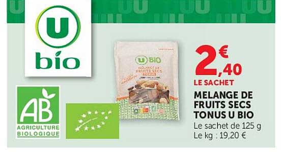 MELANGE DE FRUITS SECS TONUS U BIO