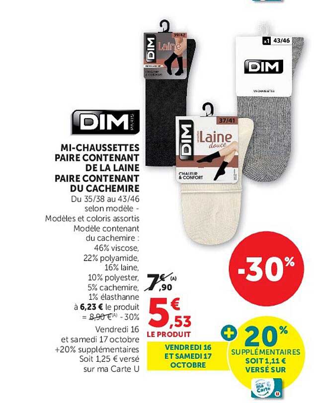 MI-CHAUSSETTES PAIRE CONTENANT DE LA LAINE PAIRE CONTENANT DU CACHEMIRE