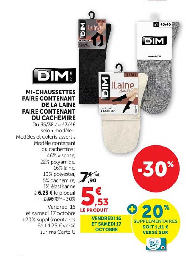 MI-CHAUSSETTES PAIRE CONTENANT DE LA LAINE PAIRE CONTENANT DU CACHEMIRE