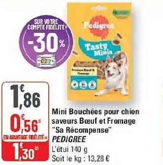 Mini Bouchées pour chien saveurs Bœuf et Fromage “Sa Récompense” PEDIGREE