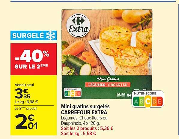 Mini gratins surgelés CARREFOUR EXTRA