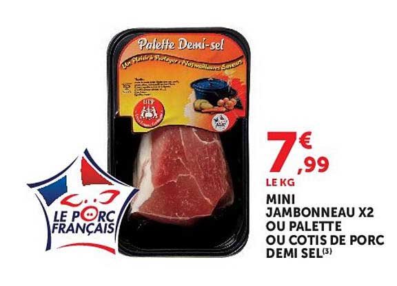 MINI JAMBONNEAU X2 OU PALETTE OU COTIS DE PORC DEMI SEL