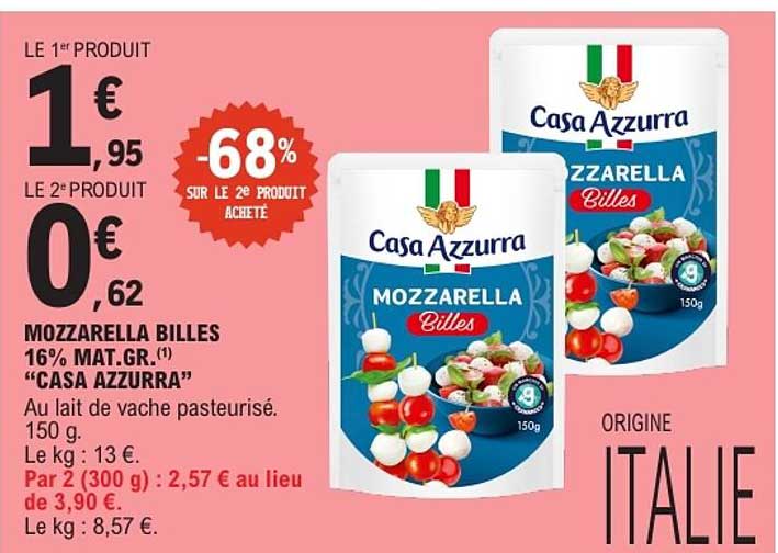 MOZZARELLA BILLES 16% MAT.GR. "CASA AZZURRA"