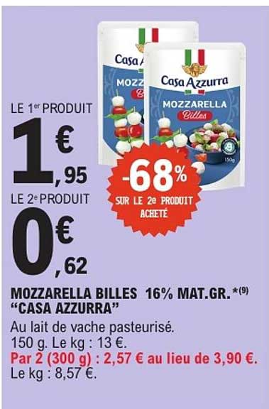 MOZZARELLA BILLES 16% MAT.GR. “CASA AZZURRA”