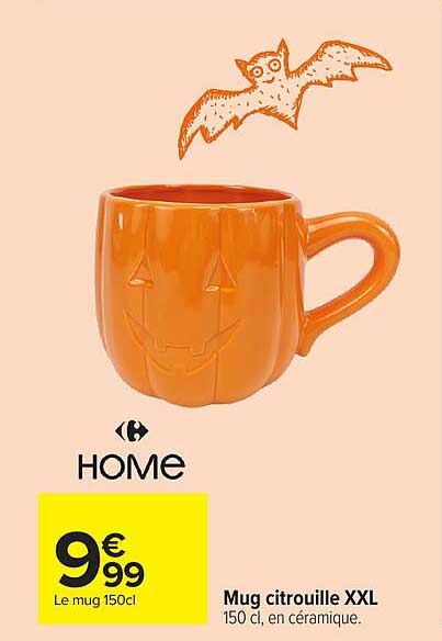 Mug citrouille XXL 150 cl, en céramique.