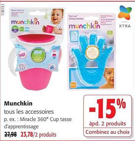 Munchkin tous les accessoires p. ex. : Miracle 360° Cup tasse d'apprentissage