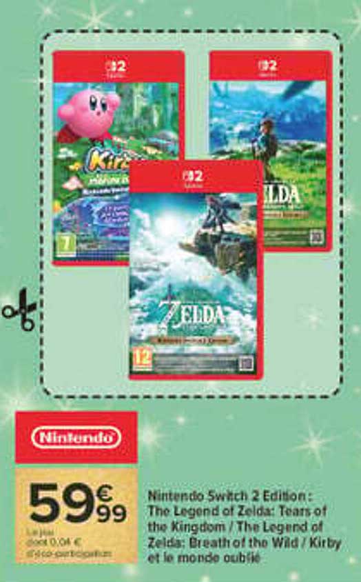 Nintendo Switch 2 Edition : The Legend of Zelda: Tears of the Kingdom / The Legend of Zelda: Breath of the Wild / Kirby et le monde oublié