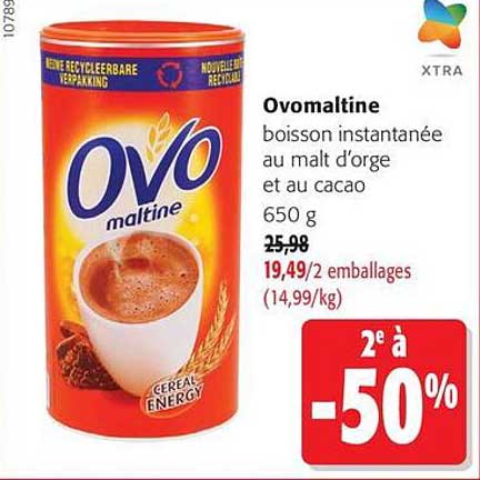 Ovomaltine boisson instantanée au malt d’orge et au cacao 650 g