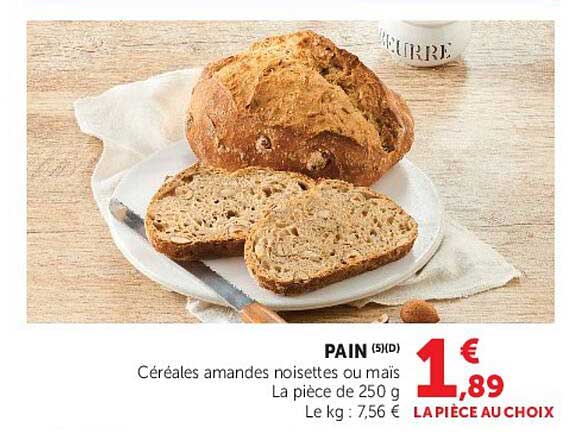 PAIN (5)(D) Céréales amandes noisettes ou maïs