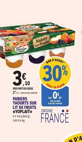PANIERS YAOURTS SUR LIT DE FRUITS «YOPLAIT»