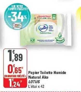 Papier Toilette Humide Natural Aloe LOTUS L’étui x 42