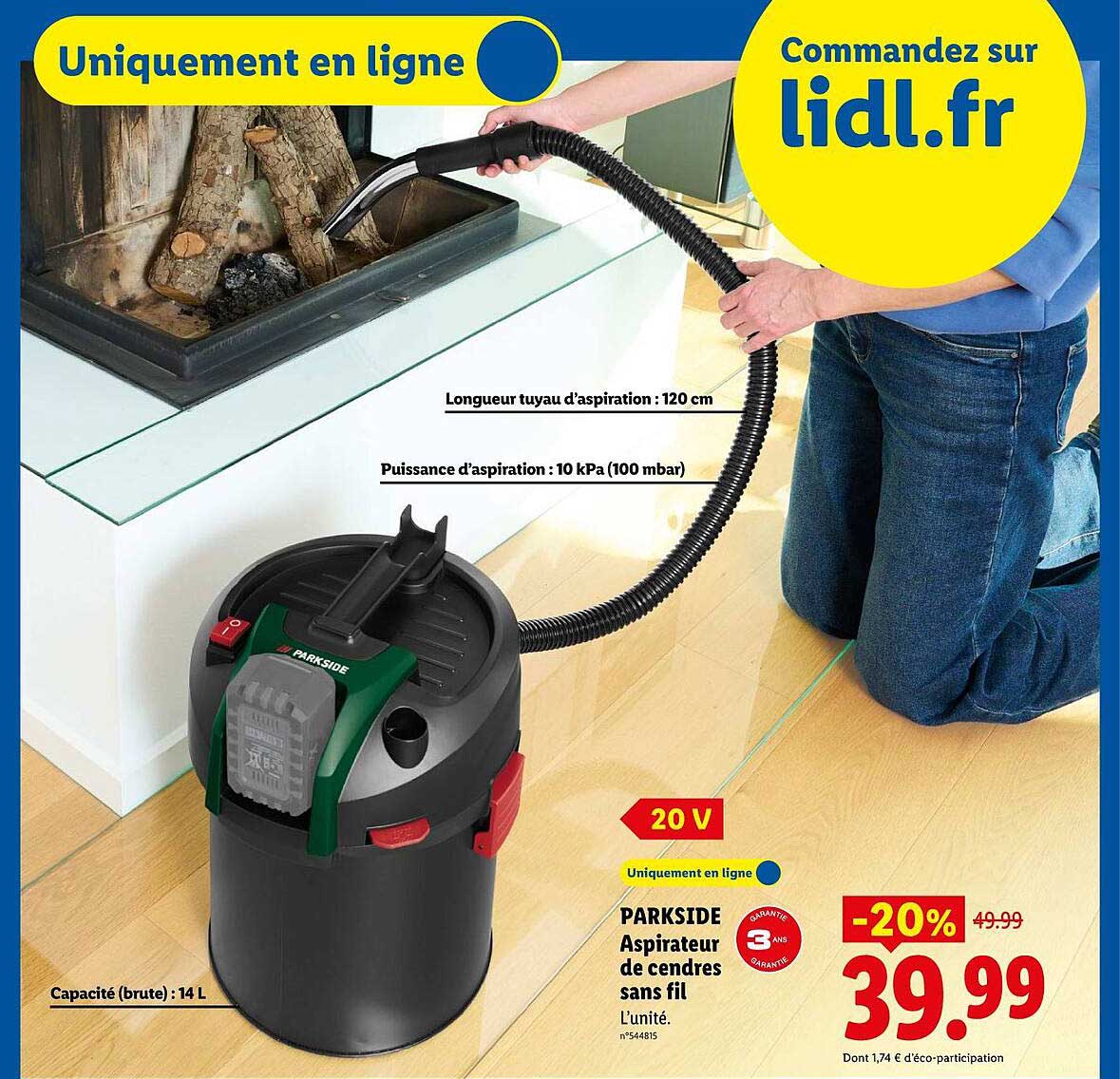 PARKSIDE Aspirateur de cendres sans fil