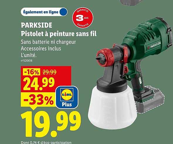 PARKSIDE Pistolet à peinture sans fil