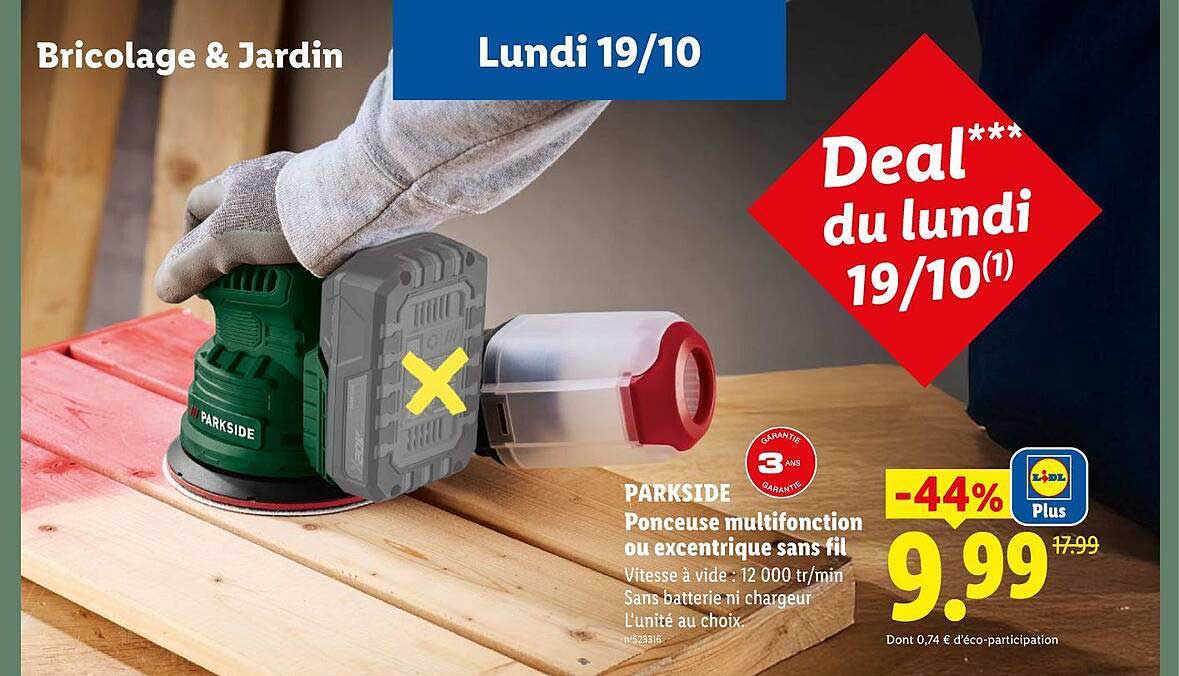 PARKSIDE Ponceuse multifonction ou excentrique sans fil