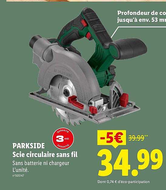 PARKSIDE Scie circulaire sans fil