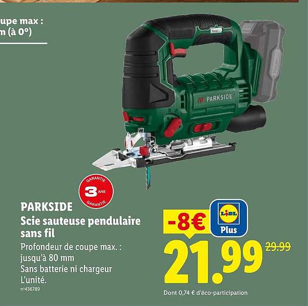PARKSIDE Scie sauteuse pendulaire sans fil