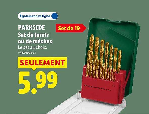 PARKSIDE Set de forets ou de mèches Le set au choix.