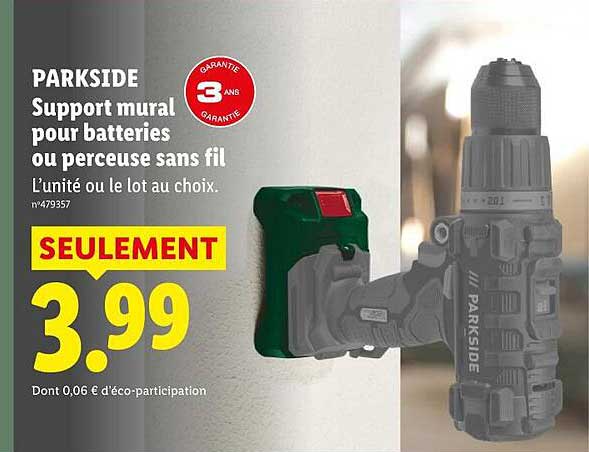 PARKSIDE Support mural pour batteries ou perceuse sans fil