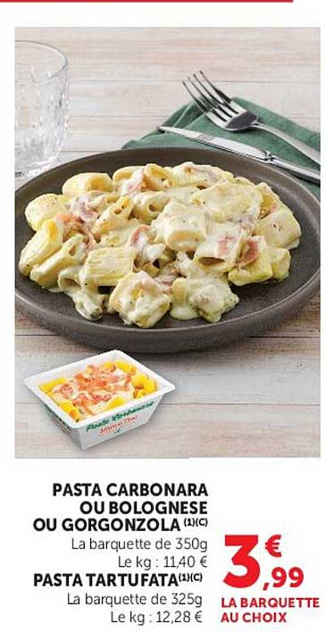 PASTA CARBONARA OU BOLOGNESE OU GORGONZOLA (1)(C)