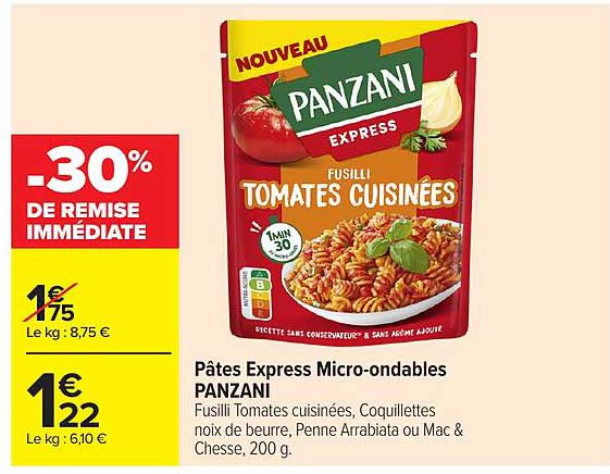 Pâtes Express Micro-ondables PANZANI