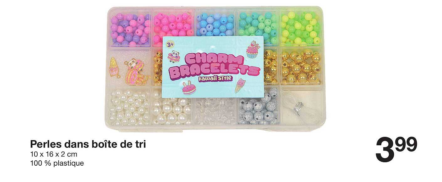 Perles dans boîte de tri