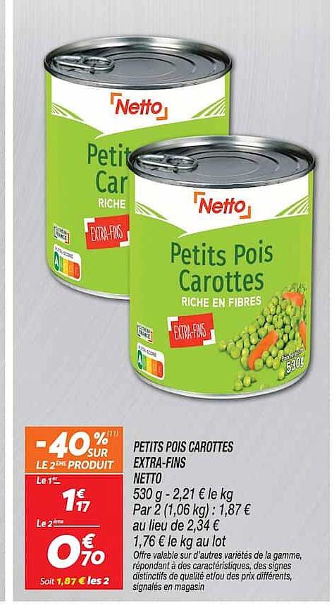 PETITS POIS CAROTTES EXTRA-FINS NETTO