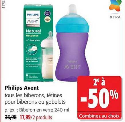 Philips Avent
tous les biberons, tétines
pour biberons ou gobelets
p. ex. : Biberon en verre 240 ml