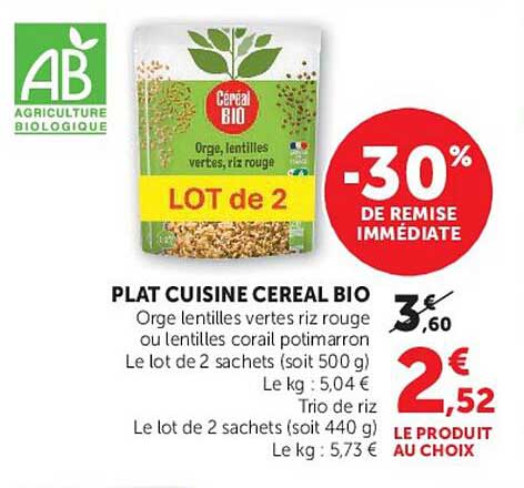 PLAT CUISINE CEREAL BIO