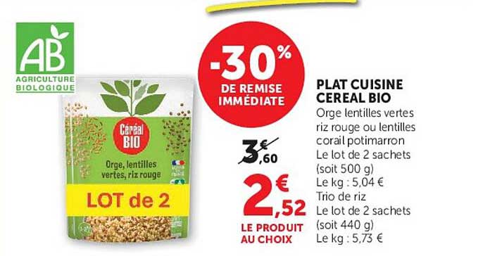 PLAT CUISINE CEREAL BIO