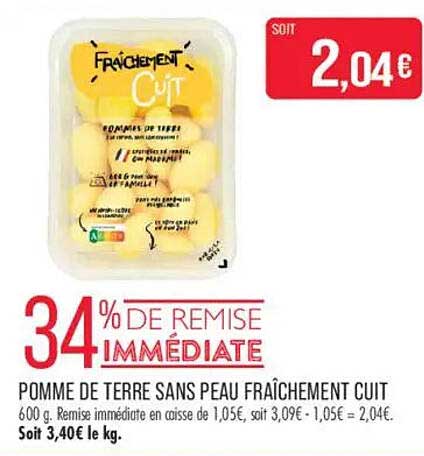 POMME DE TERRE SANS PEAU FRAÎCHEMENT CUIT