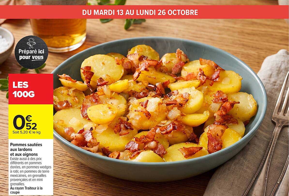 Pommes sautées aux lardons et aux oignons