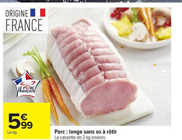 Porc : longe sans os à rôtir