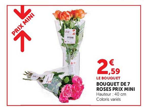 PRIX MINI BOUQUET DE 7 ROSES PRIX MINI