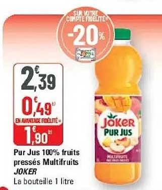 Pur Jus 100% fruits pressés Multifruits JOKER
