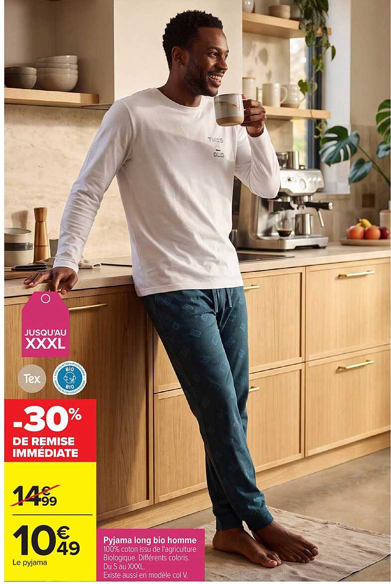 Pyjama long bio homme