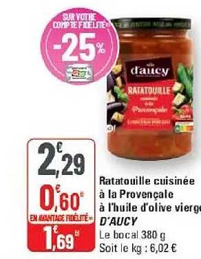 Ratatouille cuisinée à la Provençale à l'huile d'olive vierge d'AUCY