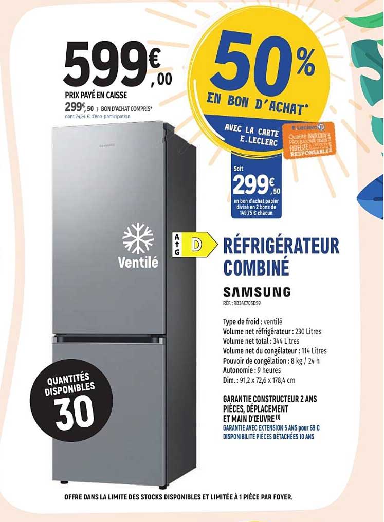 RÉFRIGÉRATEUR COMBINÉ SAMSUNG