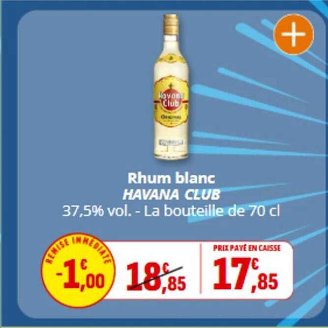 Rhum blanc HAVANA CLUB 37,5% vol. - La bouteille de 70 cl