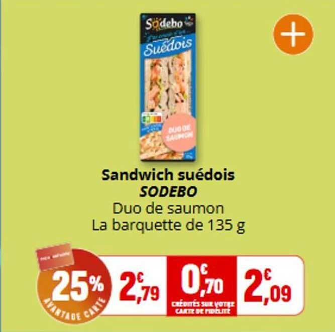 Sandwich suédois SODEBO Duo de saumon La barquette de 135 g